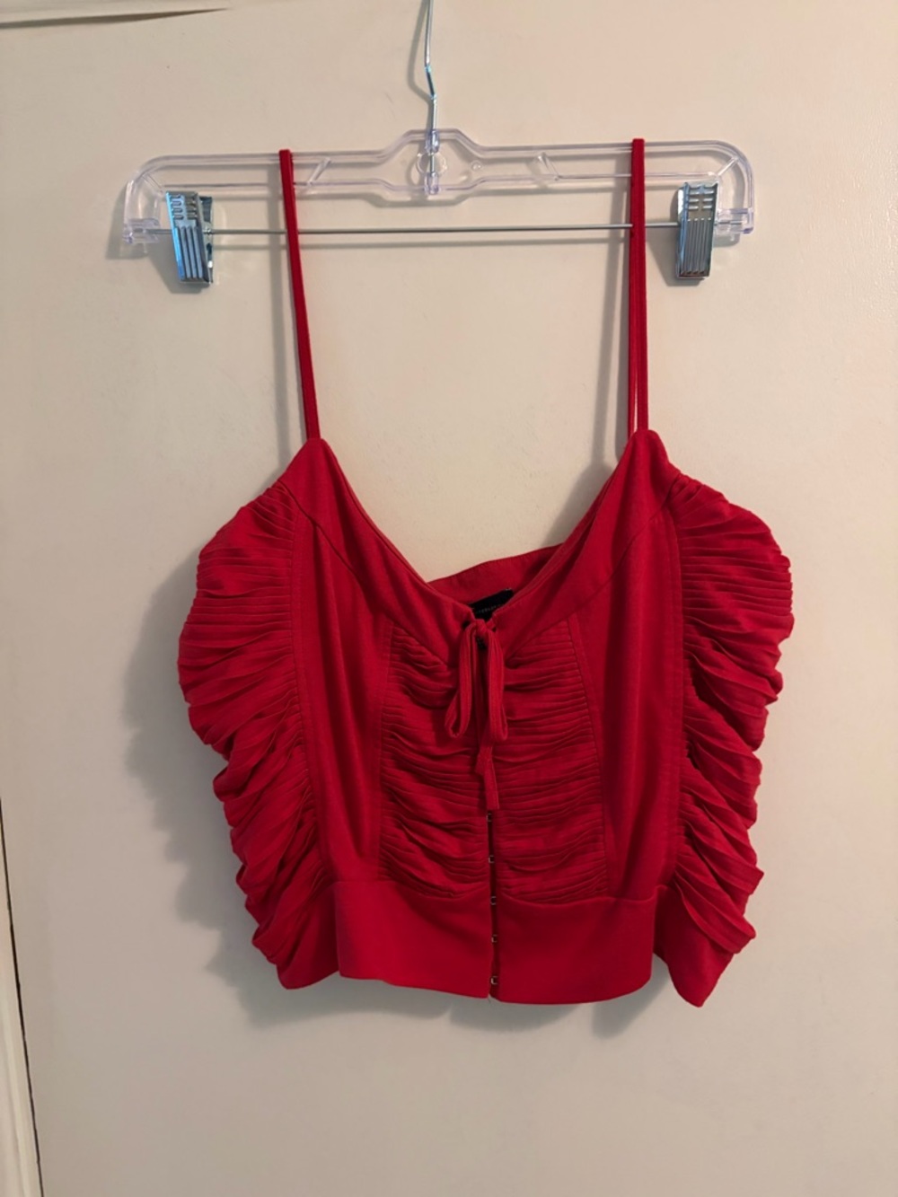 Red Ruched Cropped Coquette Festival Tank Top Size Medium